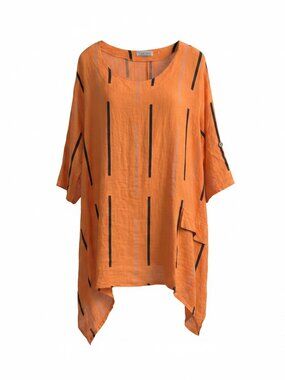 Transparente Orange Linen Tunic Top